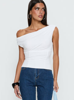 Aidyn One-Shoulder-Oberteil Weiß
