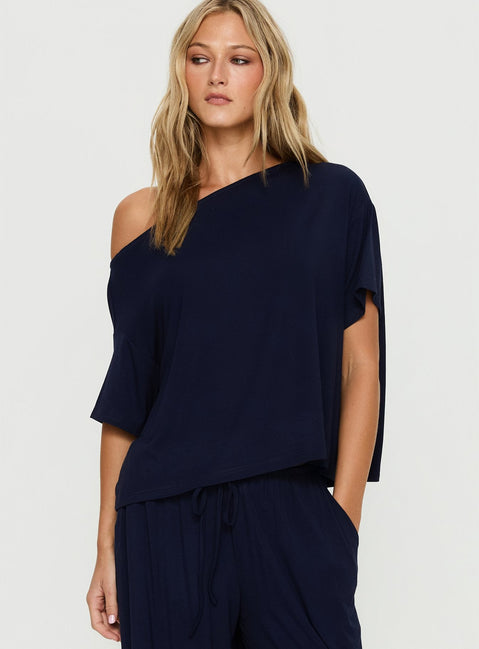 Cozy Hour Schlaf Relaxed Carmen-Oberteil Marineblau