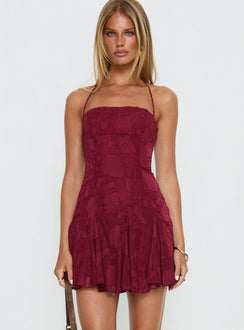Delamere Minikleid Bordeauxrot Burnout