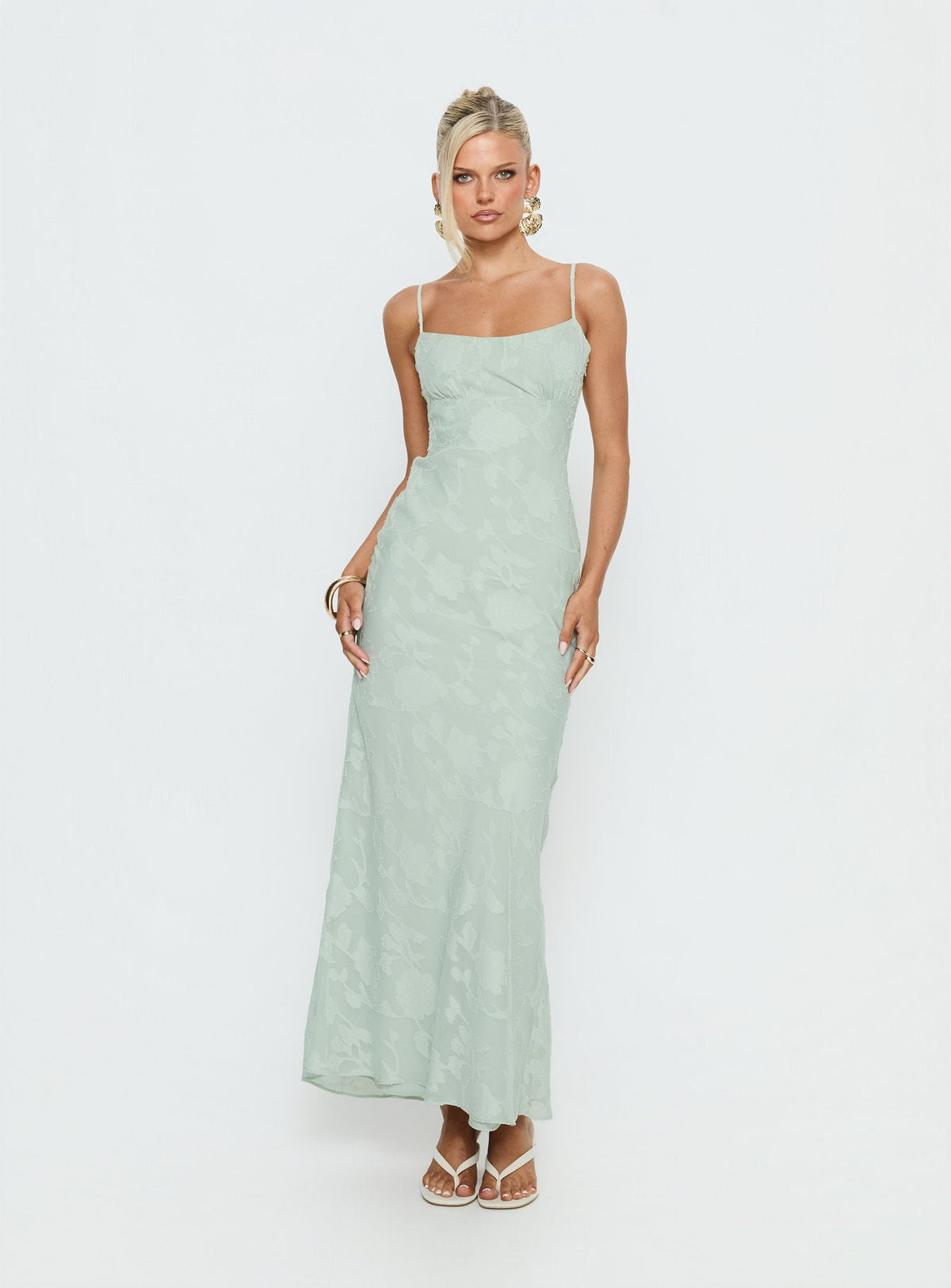Avienna Maxi-Kleid Salbeigrün Burnout
