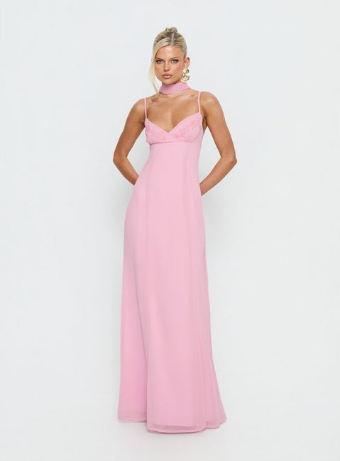 Jadira Schal-Maxikleid Hellrosa
