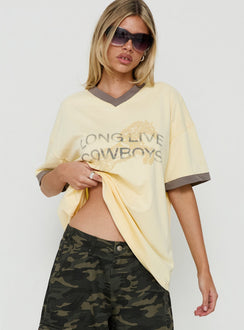 Lang lebe Cowboys V-Ausschnitt-T-Shirt Butter