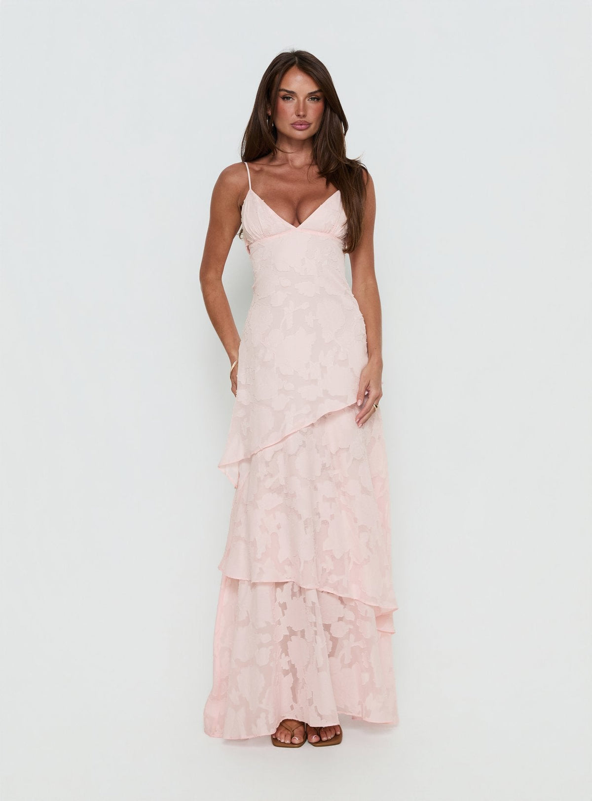 Lyricah Stufenmaxikleid mit Rückenschnürung Pink