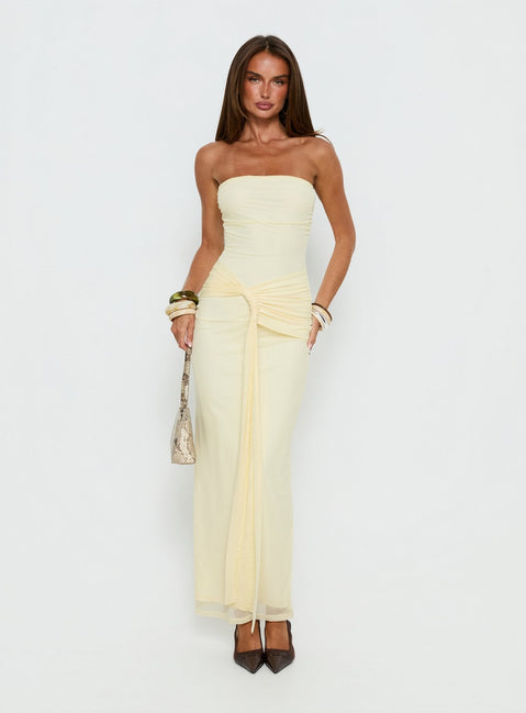 Senora Trägerloses Drape Maxikleid Zitronengelb