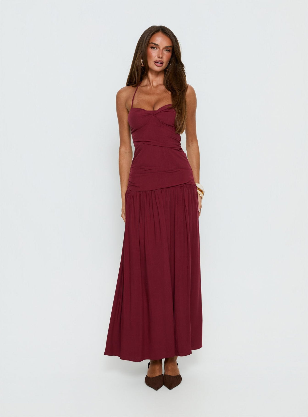 Marguerite Halter Maxikleid Rubinrot