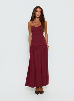 Marguerite Halter Maxikleid Rubinrot