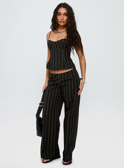 Kierstyn Corset Co-ord Black Stripe Petite
