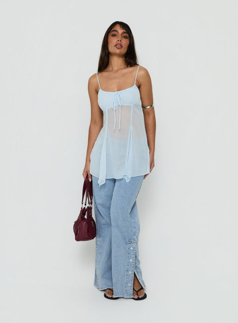 Fabriana Babydoll Transparentes Oberteil Blau
