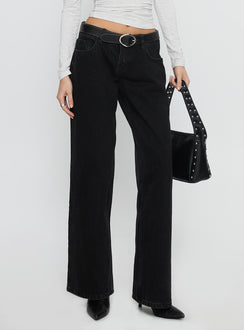 Ellanor Low Rise Straight Leg Jeans Used-Schwarz