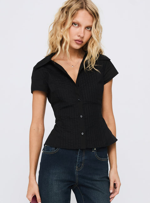 Akiyo Hemdbluse Top Schwarz