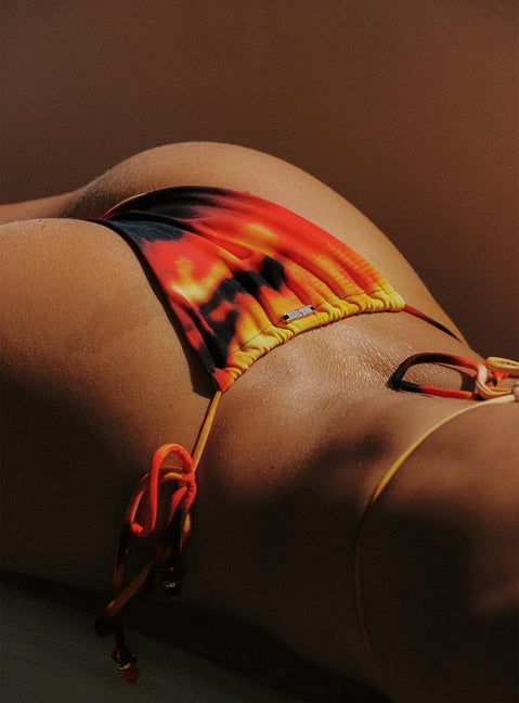 Fleura Bikinihose zum Binden mit Perlenbesatz Orange Multi