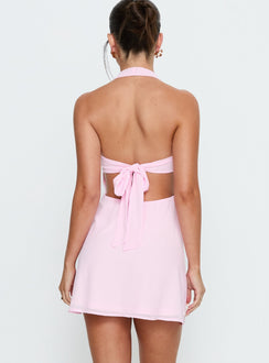 Rosamie Neckholder-Minikleid Zartrosa