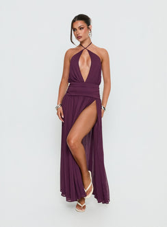 Catherina Blouson Neckholder Maxikleid Tiefes Lila