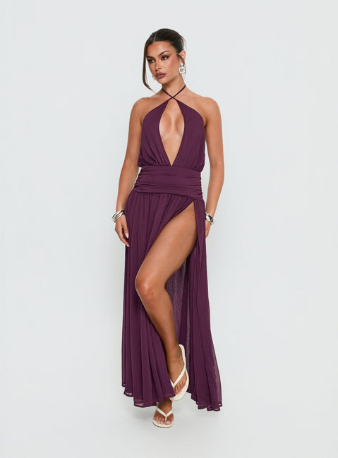Catherina Blouson Neckholder Maxikleid Tiefes Lila