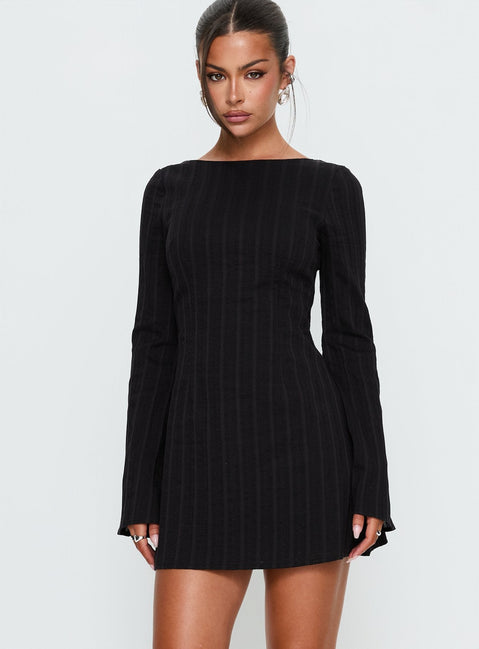 Alfalfa Langarm-Minikleid Schwarz