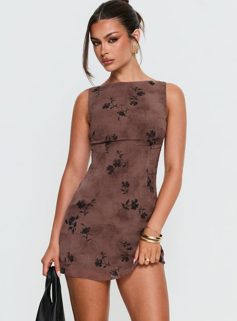 Edwyna Mini-Kleid Braun Geblümt