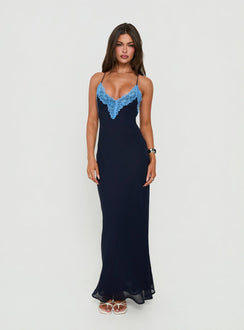 Call My Lover Spitzen-Maxikleid Navy