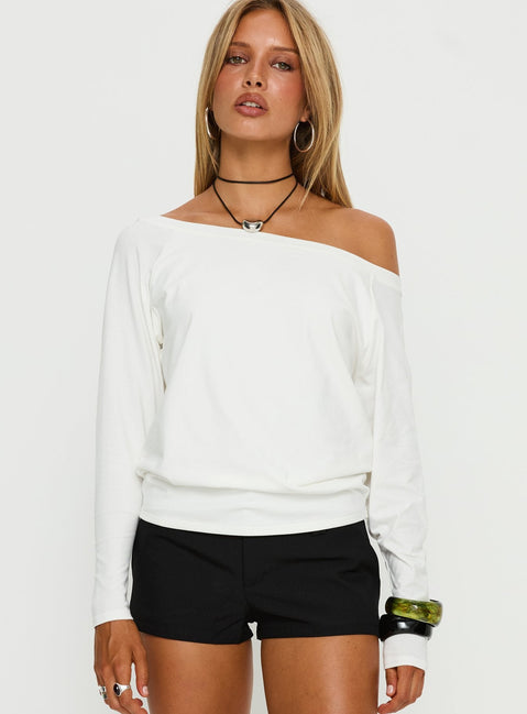 Icon Baby Off-Shoulder Langarm-Top Weiß