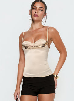 Myrah Layered Pailletten-Top Creme