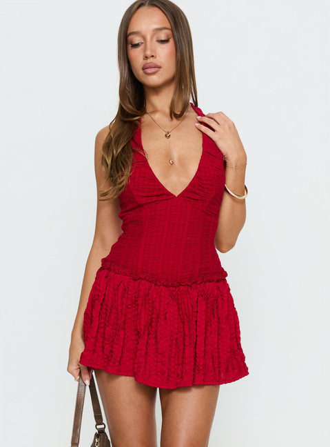 Mixie Neckholder Jumpsuit Rot