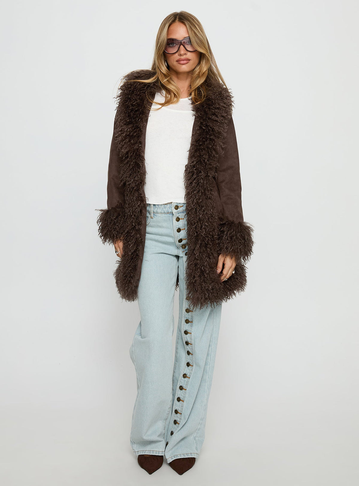 Josefina Jacke mit Kunstpelzdetails Schoko