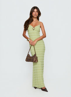Liskaia strukturiertes Neckholder-Maxikleid Soft Green