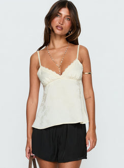 Had Me At Hello Spitzensaum Top mit Blumenmuster Creme