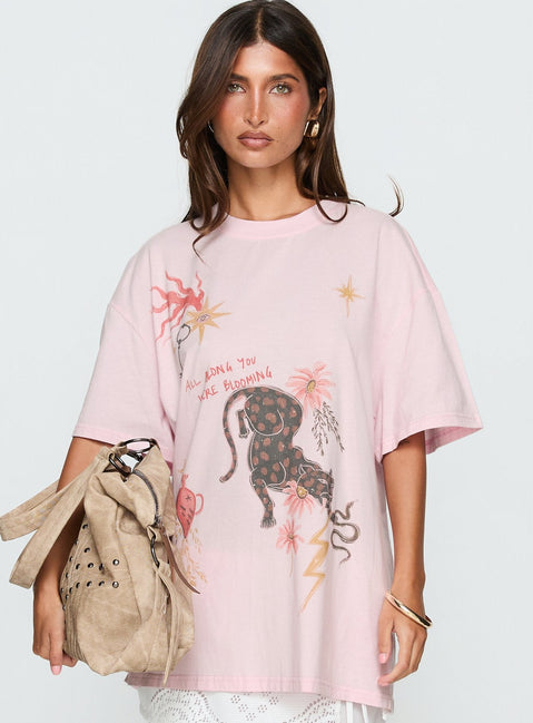 Blooming Love Oversized Graphic T-Shirt Rosa