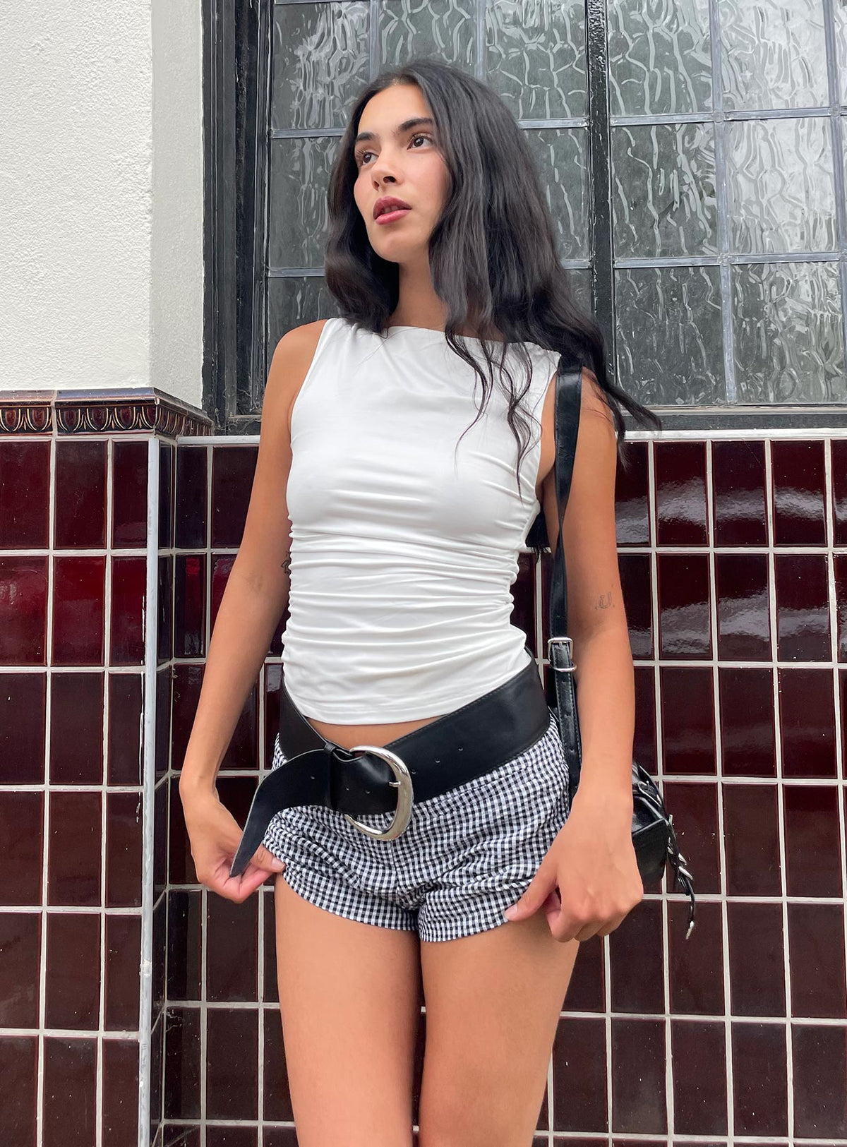 Hot Commodity Micro Shorts Schwarz Gingham