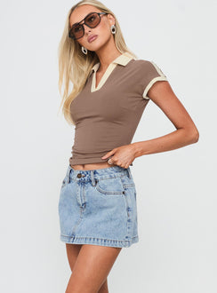 Nicolina Jeans-Minirock mit niedriger Taille, eisblaue Waschung