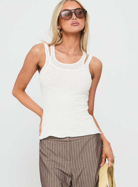 Ceyla Lagenlook-Westen-Top Weiß