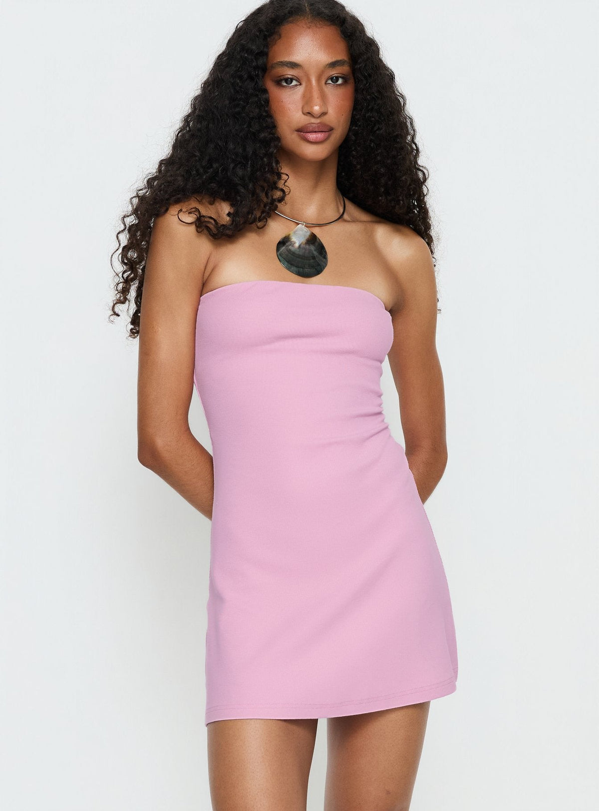 Baseline trägerloses Minikleid Rosa