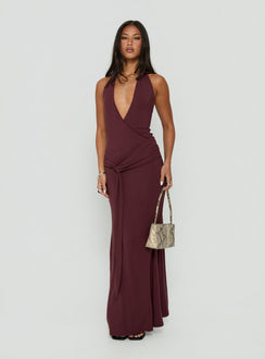 So Major Draped A-Linien Maxikleid Pflaumenfarben