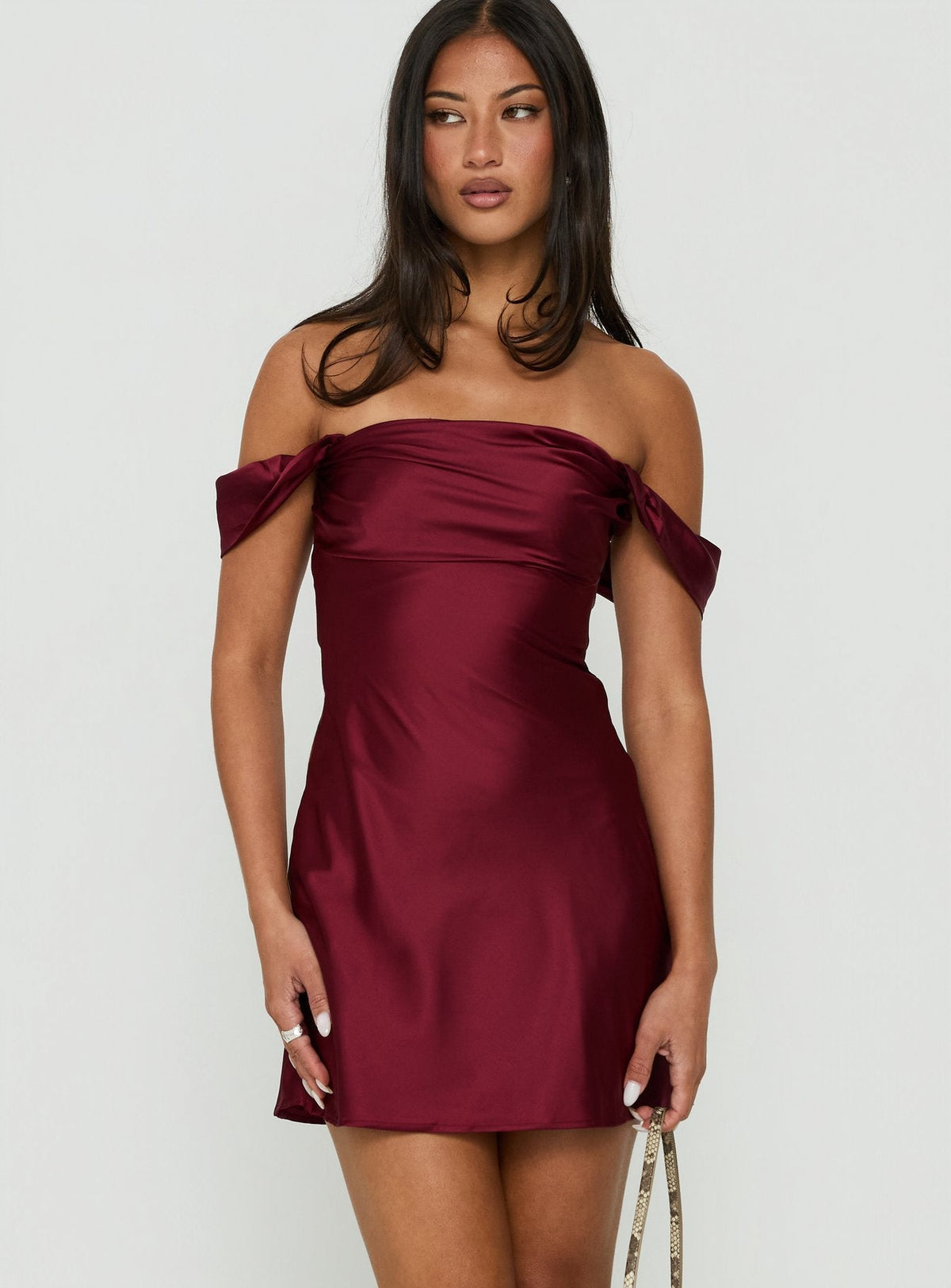 Zabbarra Off-Shoulder Minikleid Bordeauxrote