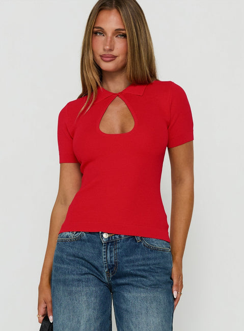 Happened One Night Keyhole Bluse Oberteil Rot
