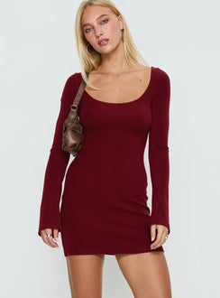Larelle Wendbares Langarm-Strickminikleid Rot