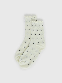Pillowtalk Rüschensocken Creme Tupfen