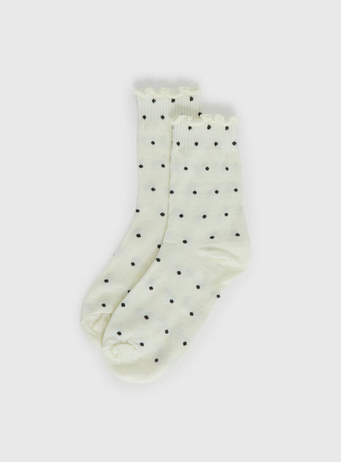 Pillowtalk Rüschensocken Creme Tupfen