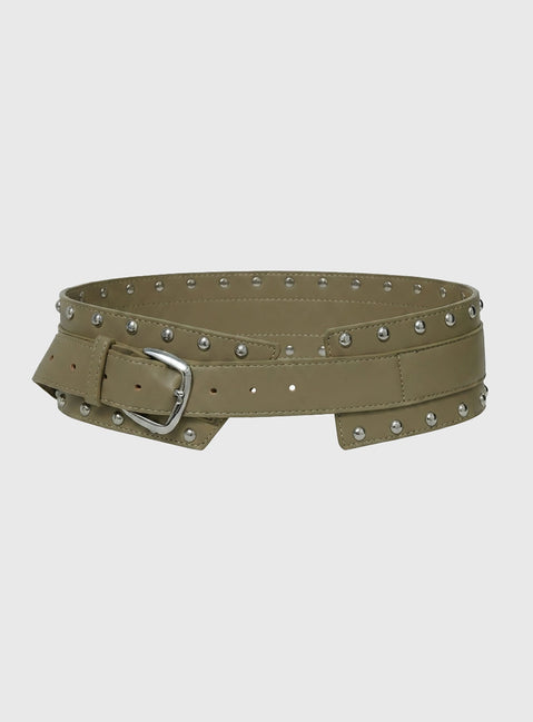 Fast Paced Stud Detail mit Nieten und Schnallen in Beige