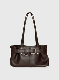 Views Of Capri Schultertasche aus Kunstleder mit Schnalle, Dunkelbraun
