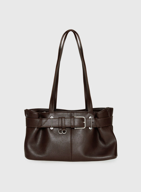 Views Of Capri Schultertasche aus Kunstleder mit Schnalle, Dunkelbraun