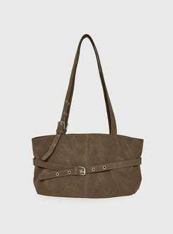 Cosimma Schultertasche aus Wildlederimitat mit Schnallendetail Khaki