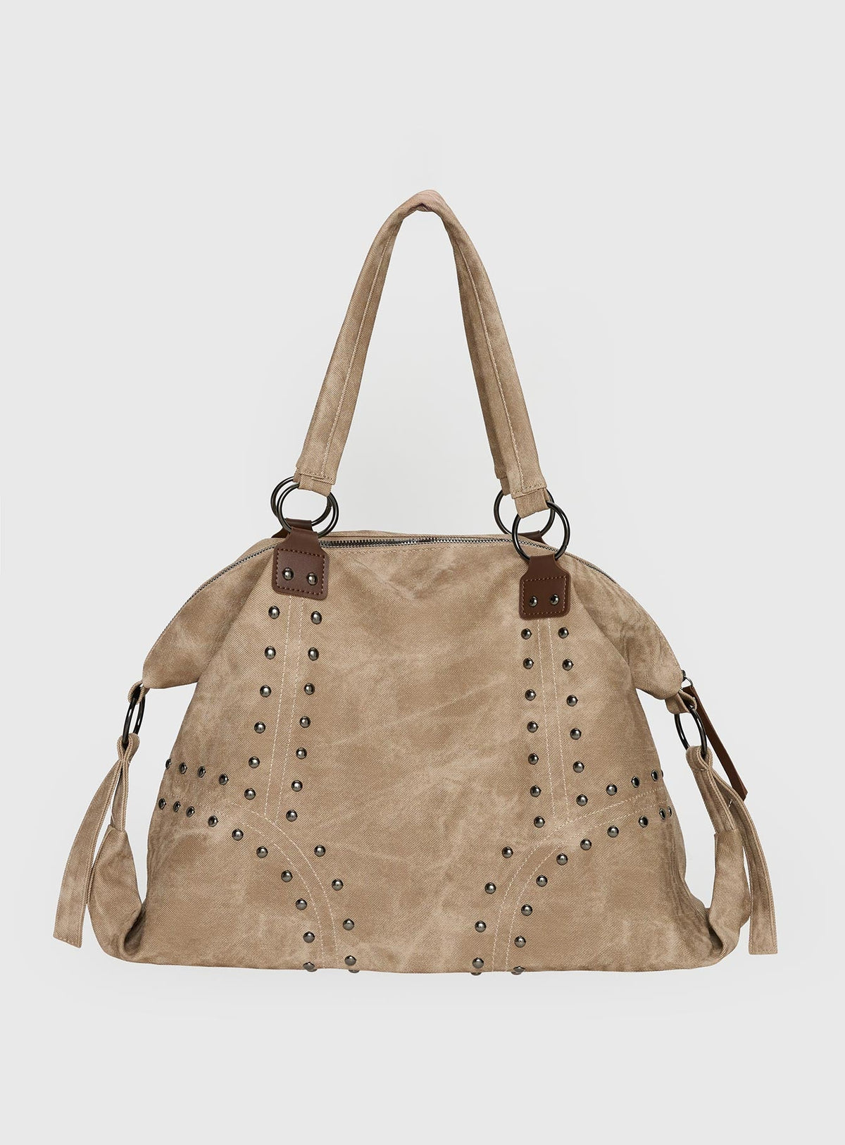 Brittin Umhängetasche mit Nietenbesatz Beige