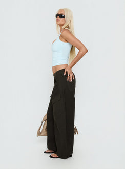 Selective Memory Low-Rise Wide-Leg Cargohose Dunkelanthrazit