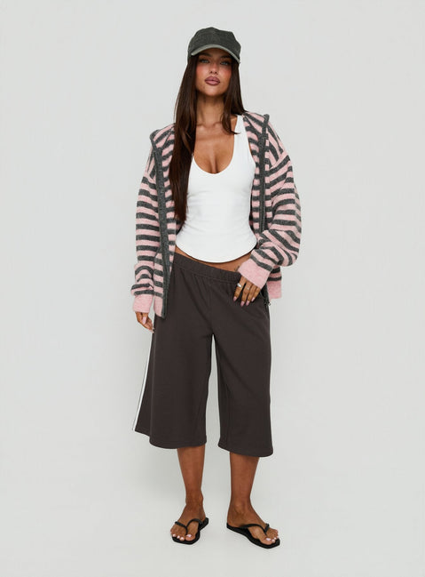 Aubry Oversized Hoodie aus Strick mit rosa Streifen