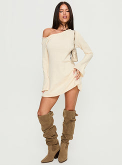 Jaede Off-Shoulder-Strick-Minikleid Creme