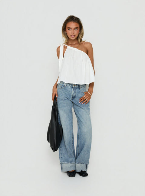 Klyne One-Shoulder-Top Weiß