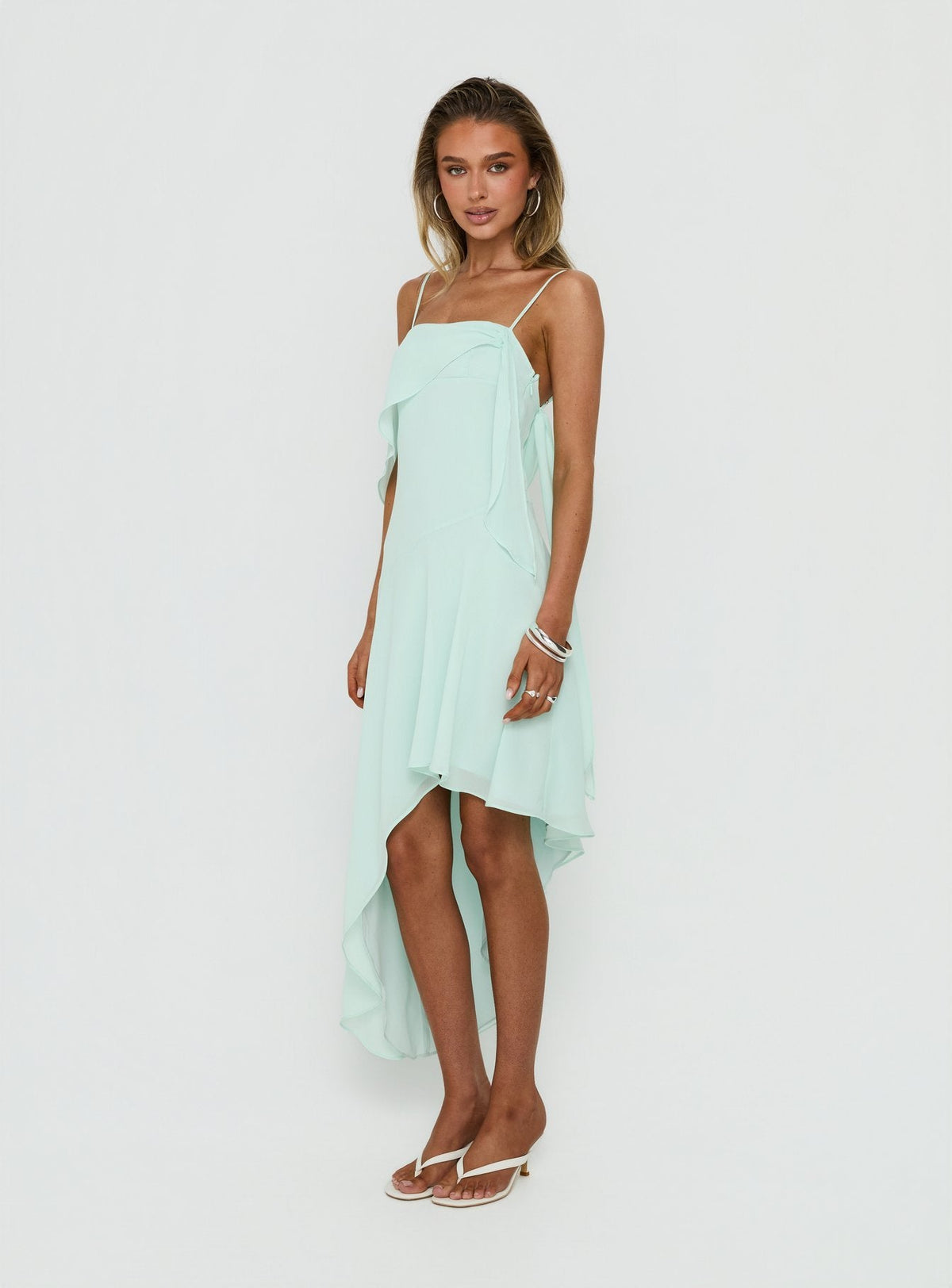 Massey Neckholder-Midikleid mit tiefem Rückenausschnitt, Aqua