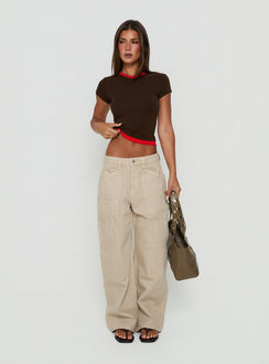 Journee High V Spliced Tee Schokobraun / Rot