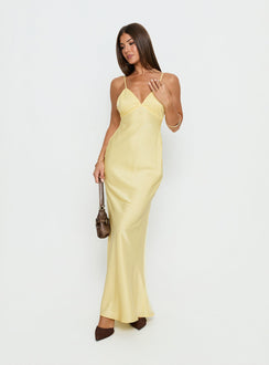 Flip A Switch Satin-Spitzen-Unterkleid-Maxikleid Butter